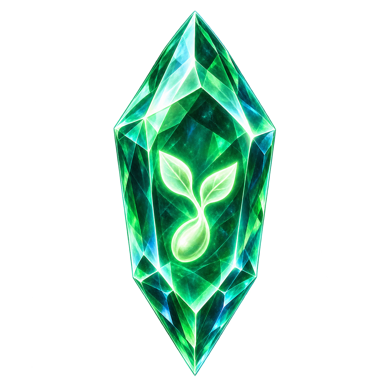 Emerald Life Shard with a glowing living seed
