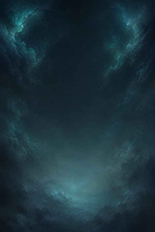 Smoky teal nebula with a calm open center