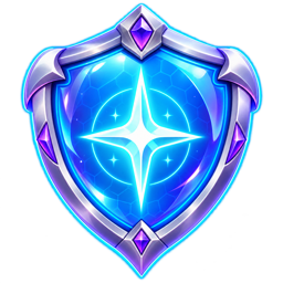 Luminous cyan and violet shield